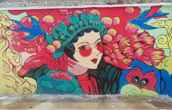 井冈山墙体彩绘-网红墙