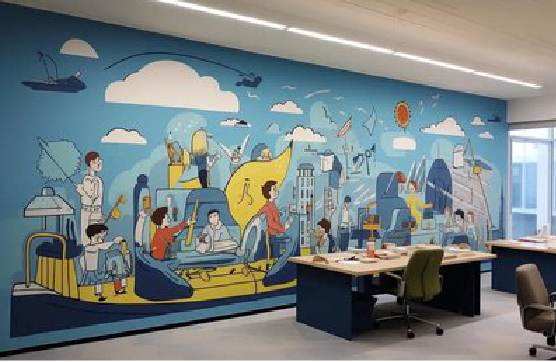 井冈山办公室墙绘的特点。