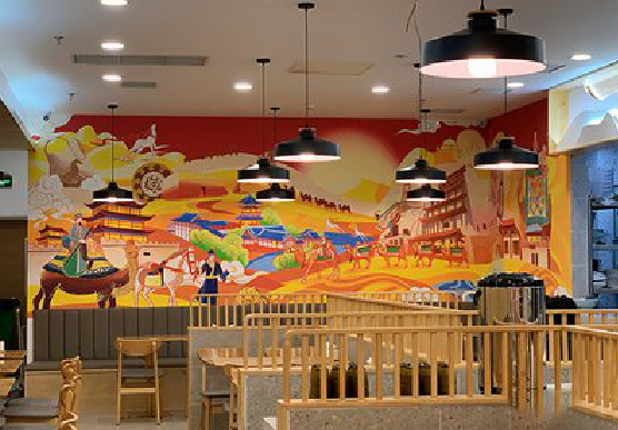 井冈山商业空间彩绘介绍。